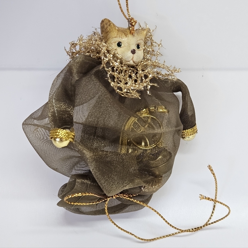 NEW VINTAGE Katherine's Collection Cat Charm Bell Bag Ornament Wayne Kleski